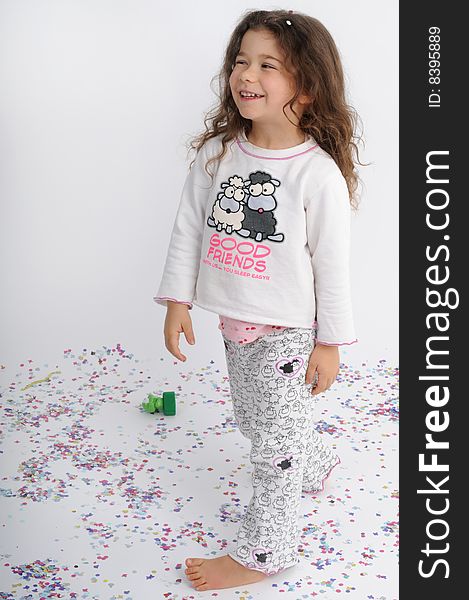 A child play with carnival confetti
