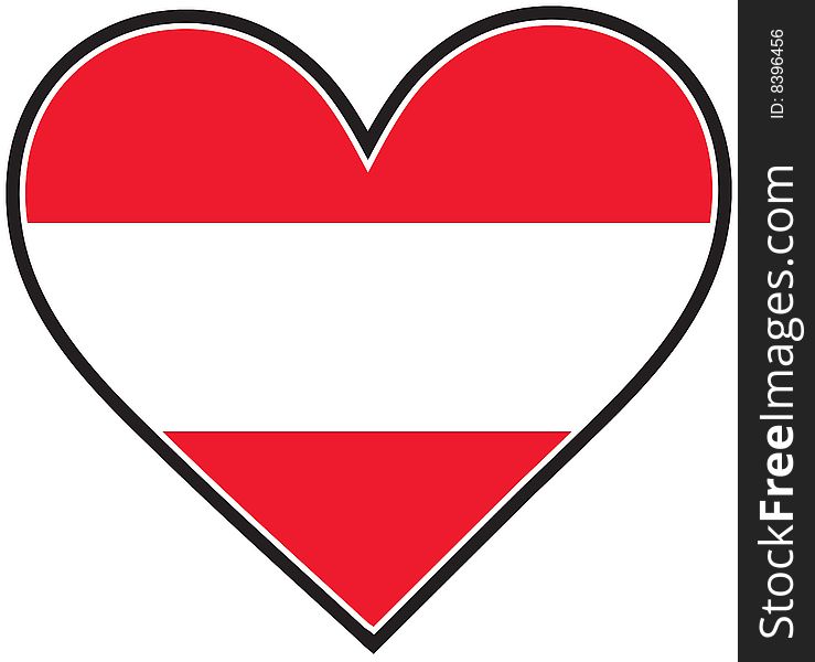An Austrian flag shaped like a heart. An Austrian flag shaped like a heart