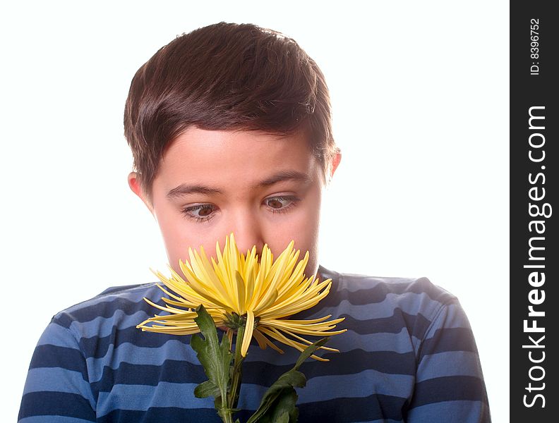 Child And Yellow Flower