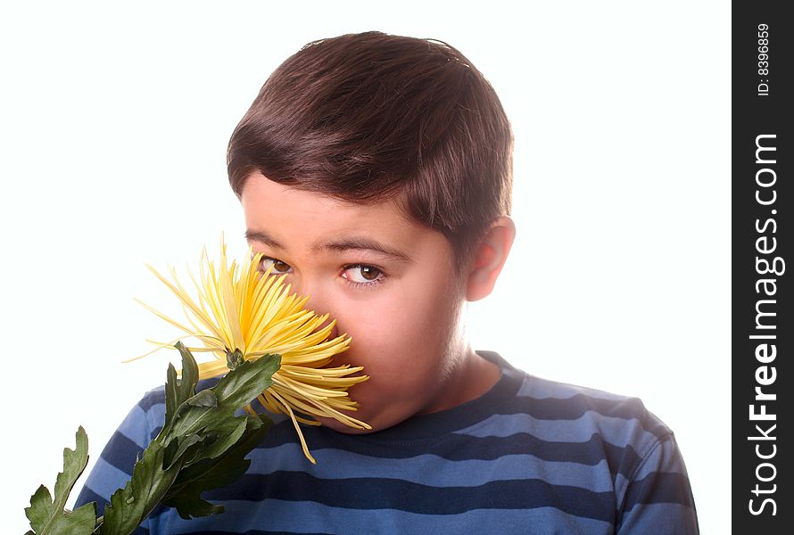 Child And Yellow Flower