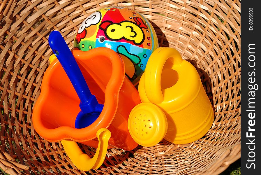 Color kid's toys in the basket