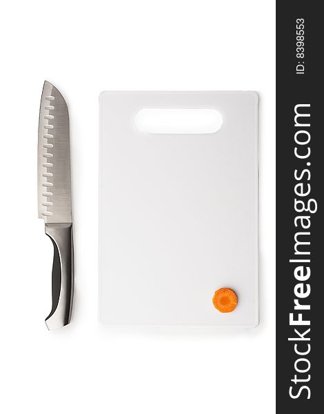 Kitchen knife and the chopping board