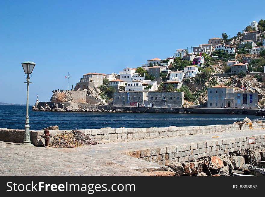 Coastline in Greece (pier for tourist ships). Coastline in Greece (pier for tourist ships)