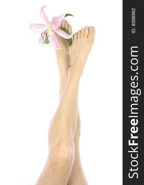 Female Legs With Pink Flower