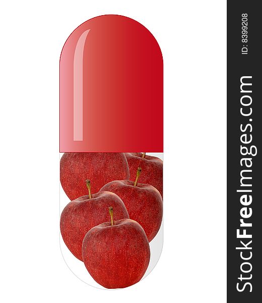 Red capsule with apples