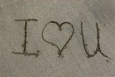I Love You On Sand Royalty Free Stock Photography I Love You On Sand Royalty Free Stock Photography
