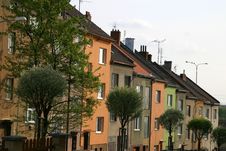 Coloured Houses In The Street Royalty Free Stock Image