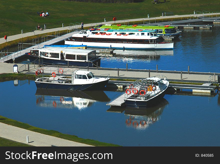 Boats on a sunny day at The Falkirk Wheel. Boats on a sunny day at The Falkirk Wheel