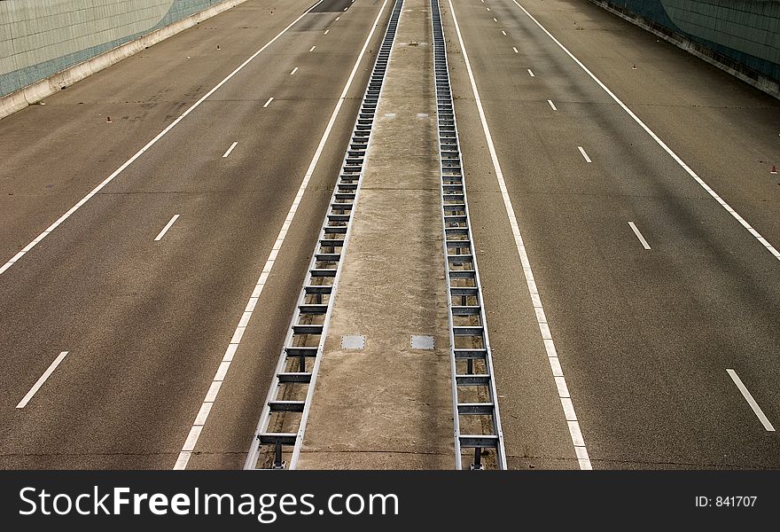 Empty freeway from above