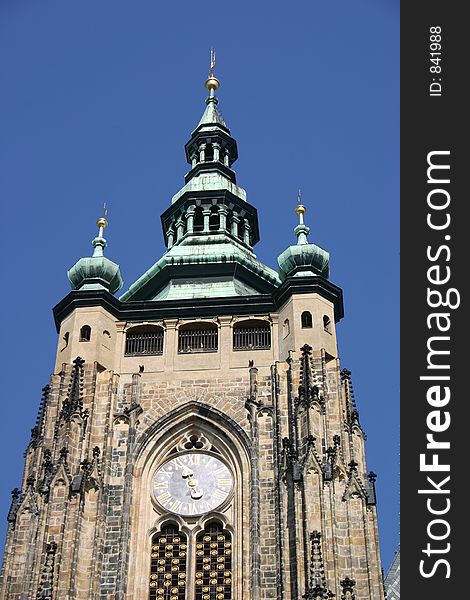 View of Prague churches and monuments in old town center. View of Prague churches and monuments in old town center