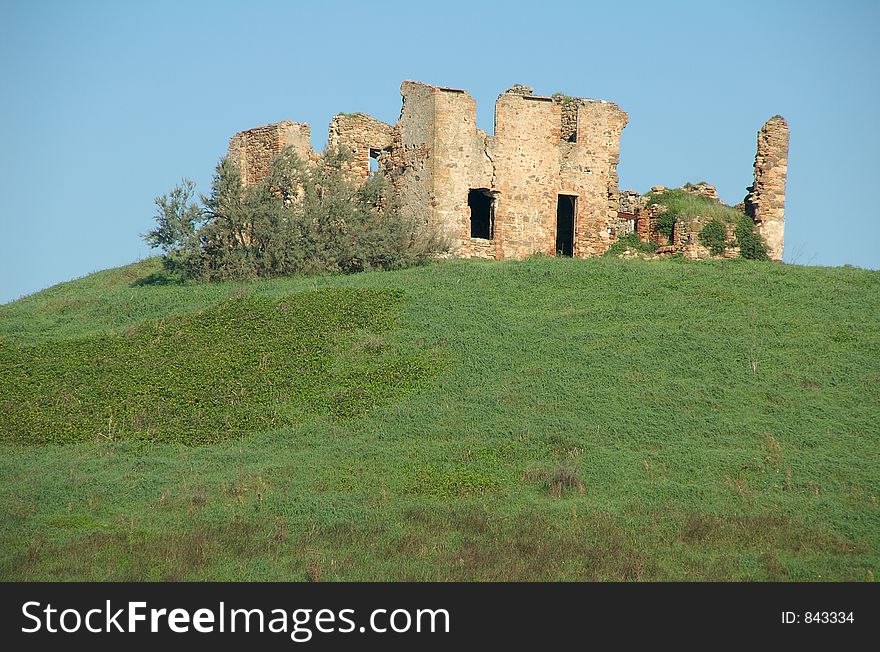 Ancient Tuscan villa on a hill. Ancient Tuscan villa on a hill