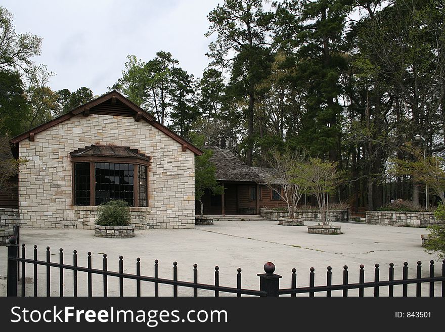 Fenced lodge by the forest. Fenced lodge by the forest