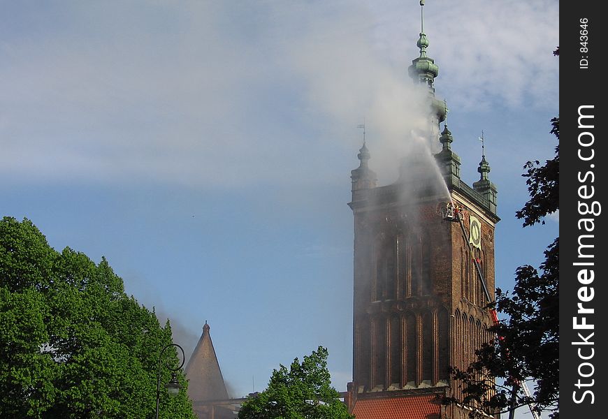 St.Catherine's church in gdansk is burning (22.05.2006). St.Catherine's church in gdansk is burning (22.05.2006)