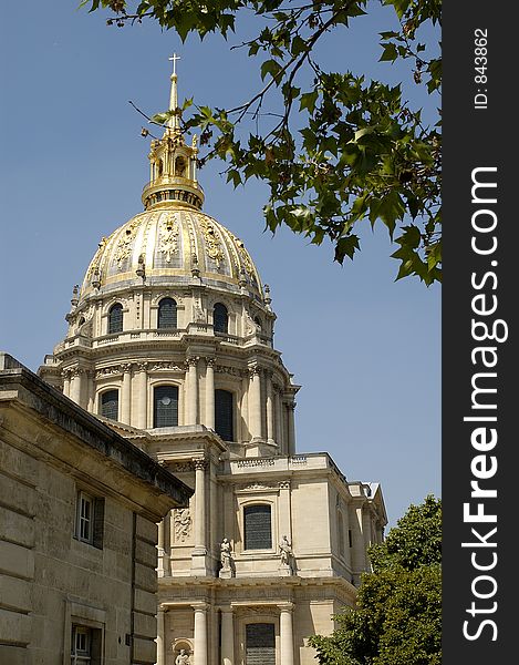 The golden dome of Invalides, Napoleon's tomb. The golden dome of Invalides, Napoleon's tomb