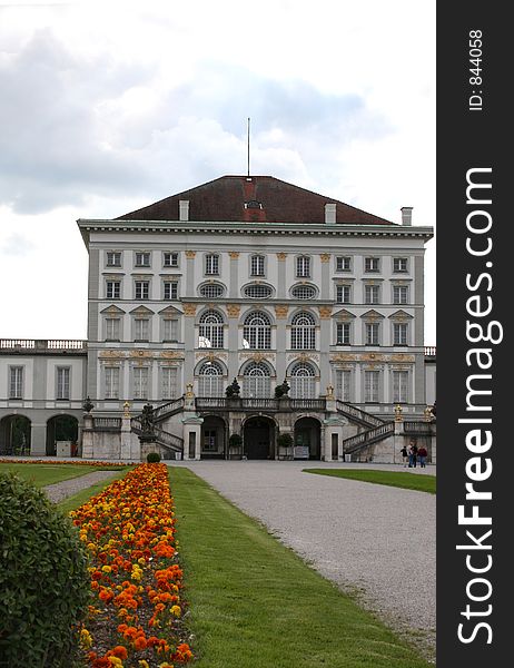 Front view of nymphenburg schloss in munich