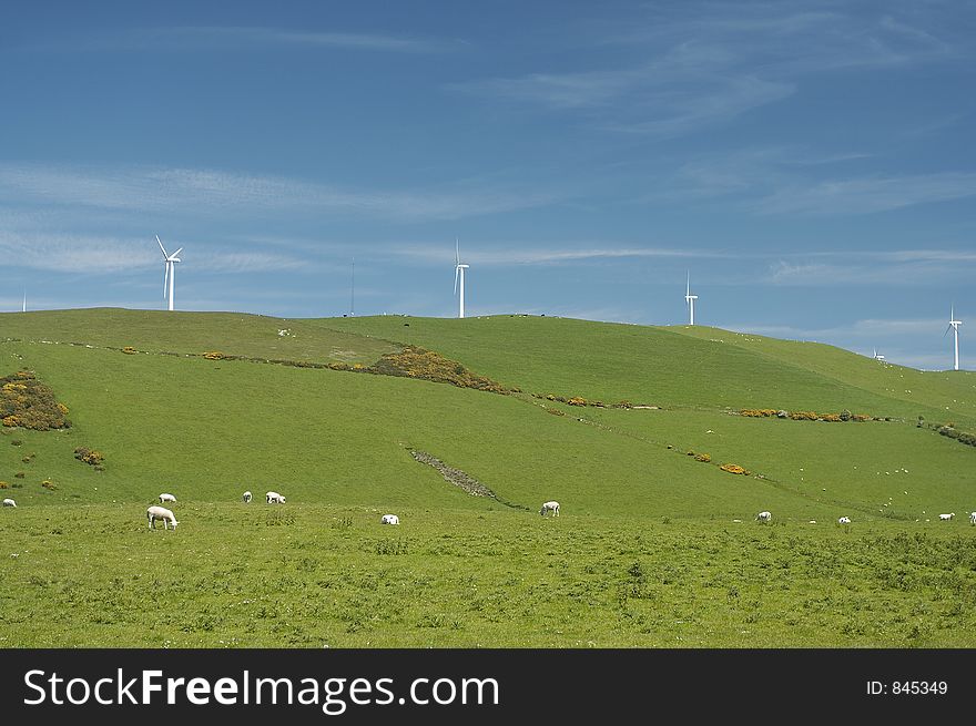 Wind farm in Welsh countryside. Wind farm in Welsh countryside.