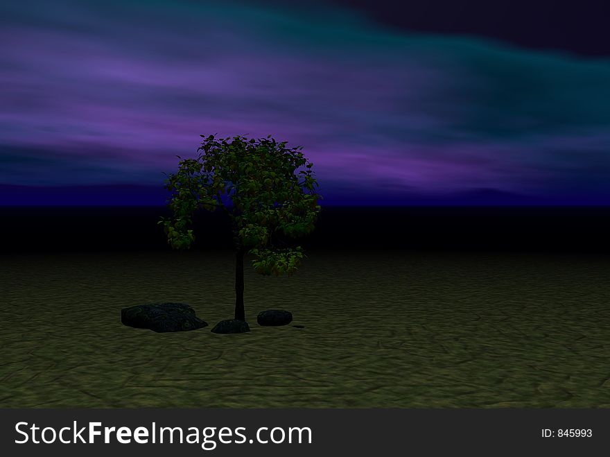A lone tree graphic landscape