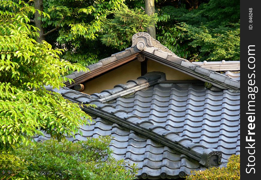 Part of a roof of a japanese house. Part of a roof of a japanese house