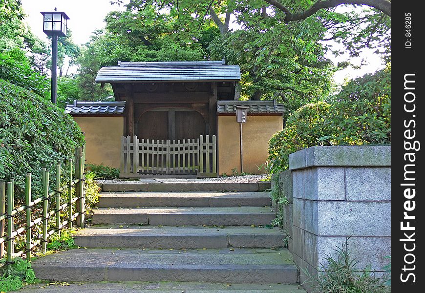 Entrance of a Japanese garden. Entrance of a Japanese garden