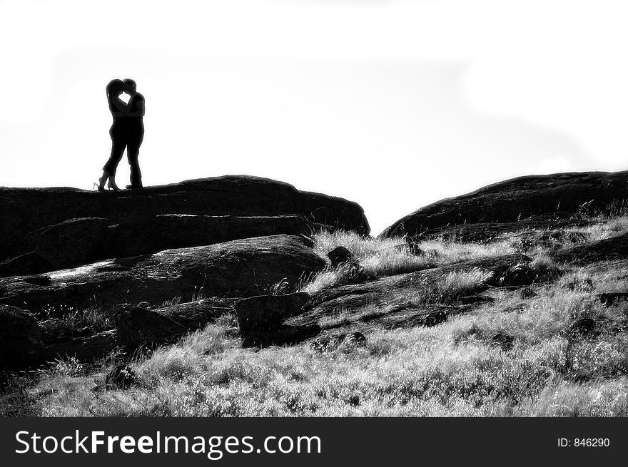 Sihouette of couple kissing. Sihouette of couple kissing