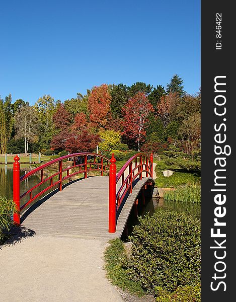 Footbridge in a Japanes garden