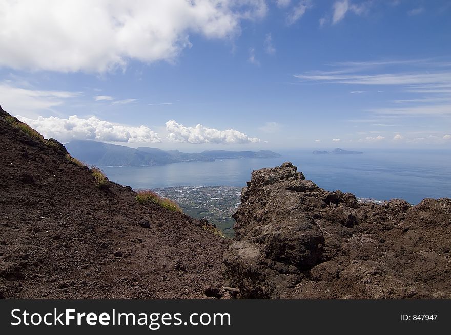 Stunning view of Naples and it's gulf from Vesuvius volcano, Italy. Stunning view of Naples and it's gulf from Vesuvius volcano, Italy
