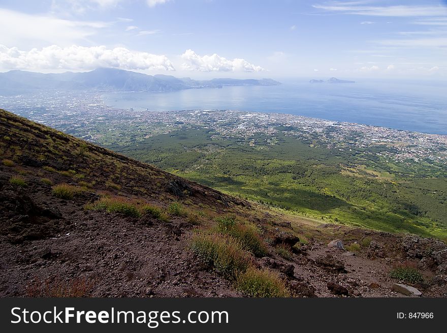 Stunning view of Naples and it's gulf from Vesuvius volcano, Italy. Stunning view of Naples and it's gulf from Vesuvius volcano, Italy