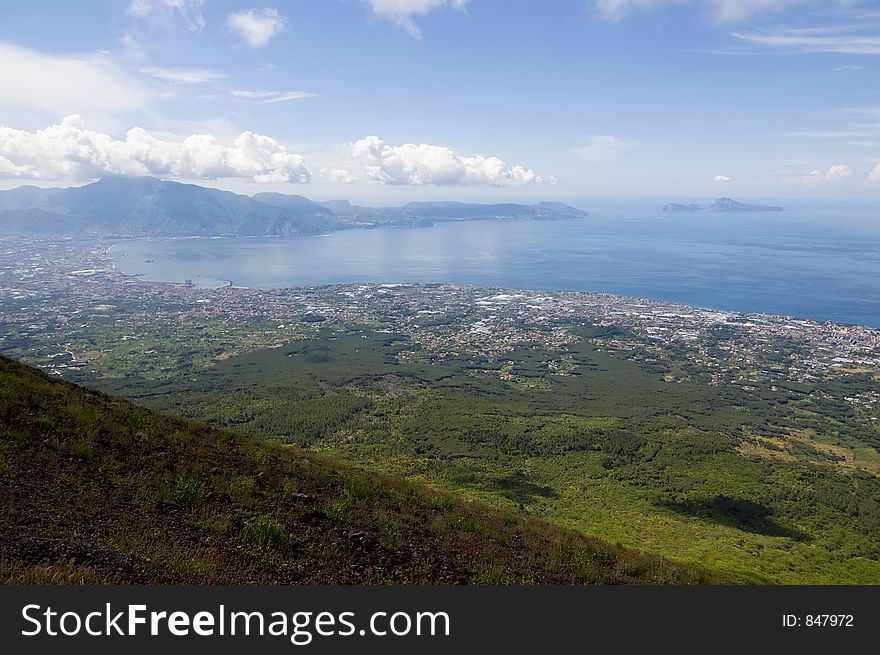 Stunning view of Naples and it's gulf from Vesuvius volcano, Italy. Stunning view of Naples and it's gulf from Vesuvius volcano, Italy