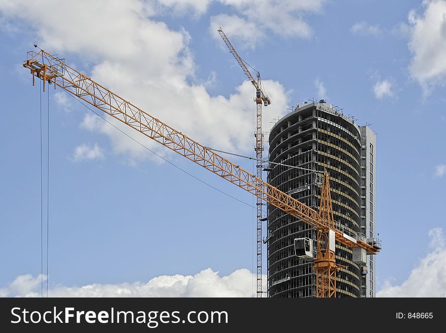 Crane with office buildings