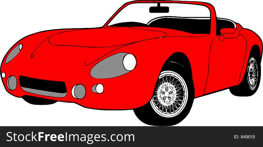 Illustrated sportscar in red. Color can be changed with the use of a  application. Illustrated sportscar in red. Color can be changed with the use of a  application.