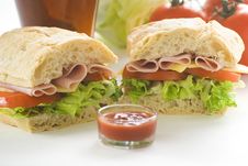 Delicious Sandwich Of Ham Cheese Lettuce Tomato Royalty Free Stock Photography Delicious Sandwich Of Ham Cheese Lettuce Tomato Royalty Free Stock Photography