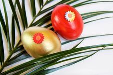 Easter Red And Golden Decorated Eggs Royalty Free Stock Photos Easter Red And Golden Decorated Eggs Royalty Free Stock Photos