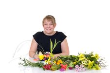 Young Girl Arranging Flowers Stock Image Young Girl Arranging Flowers Stock Image