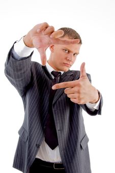 Young Professional Showing Framing Hand Gesture Stock Images Young Professional Showing Framing Hand Gesture Stock Images