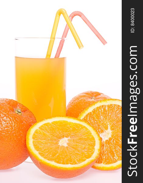 Orange and juice in glass