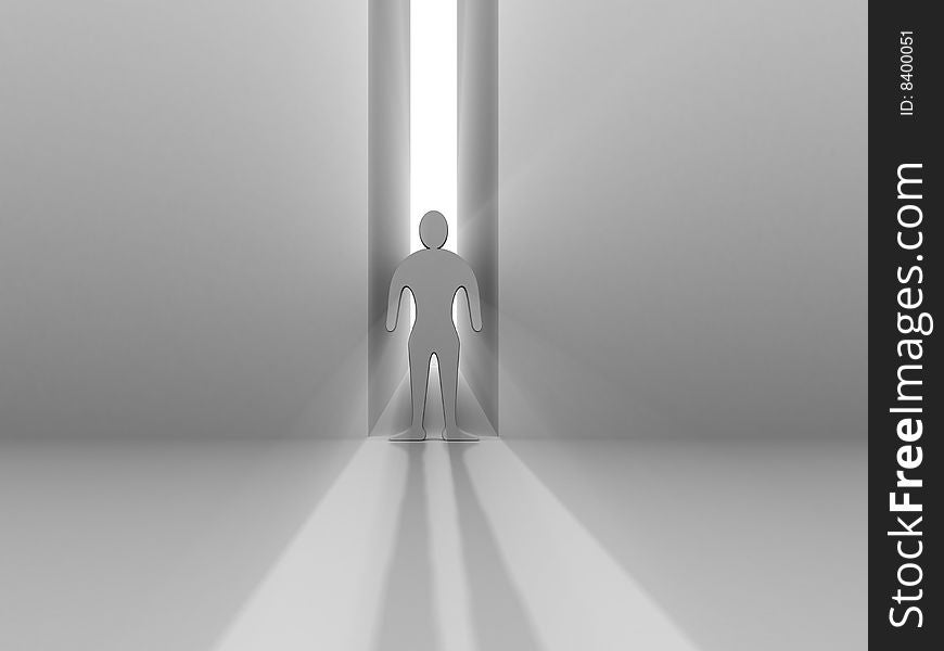 3D generated image. Figure In a shadow