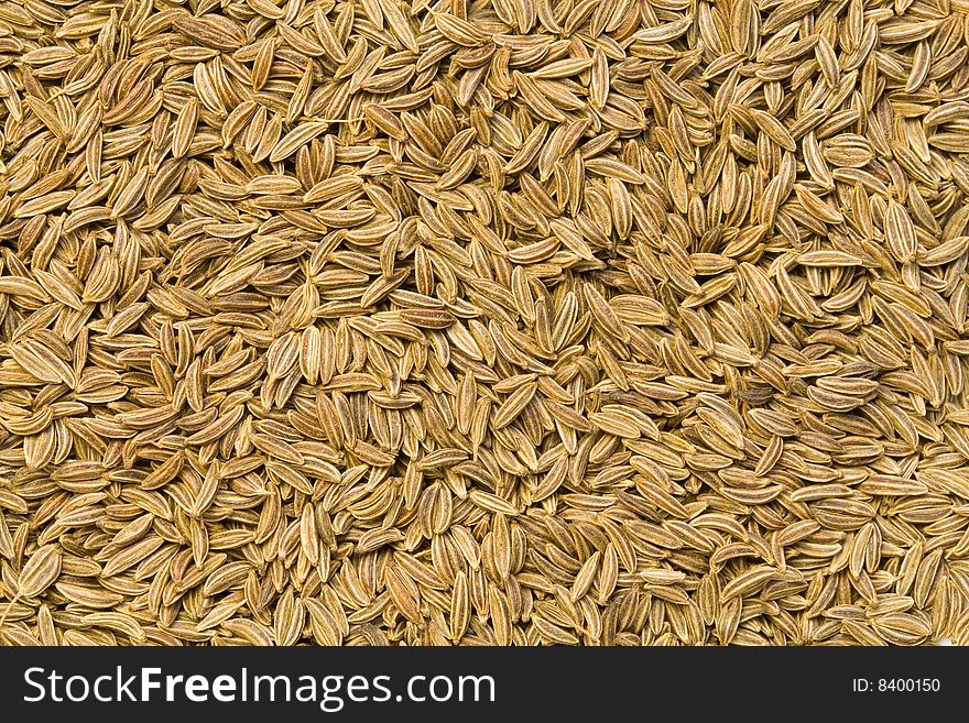 A close-up of a lot of caraway seeds