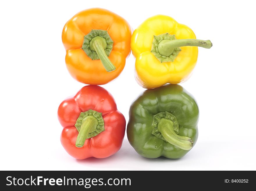 Sweet peppers  closeup isolated on white background. Sweet peppers  closeup isolated on white background
