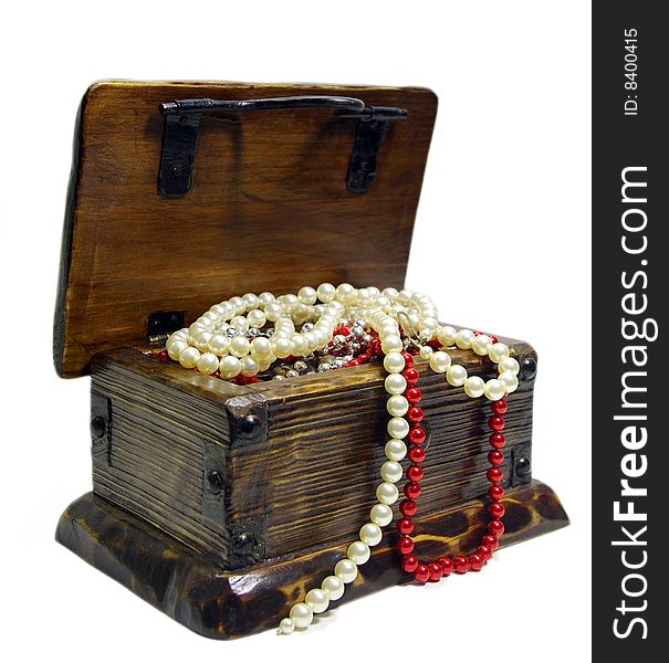 Wooden chest on a white background. Wooden chest on a white background