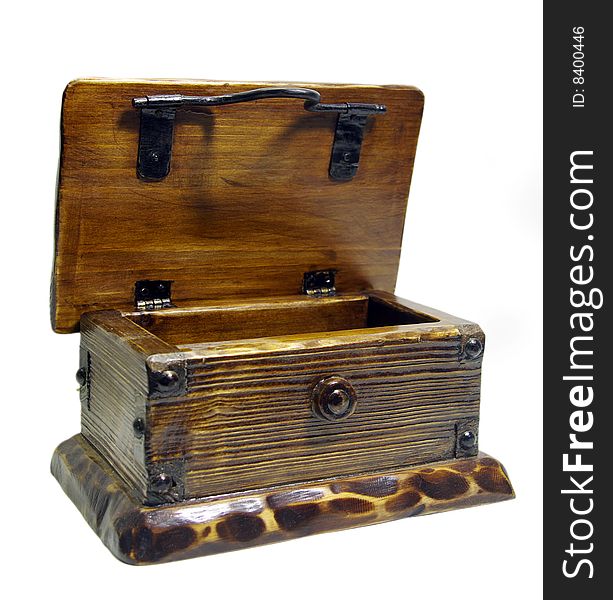 Wooden chest on a white background. Wooden chest on a white background