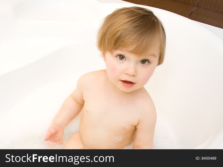 Sweet toddler baby girl in bath. Sweet toddler baby girl in bath