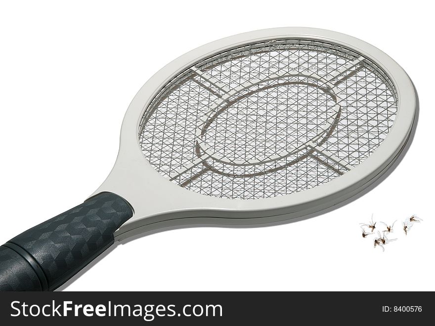 Electric fly swatter and some killed mosquitoes