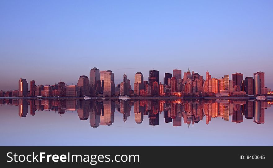 New York City in the glow of sunset. New York City in the glow of sunset