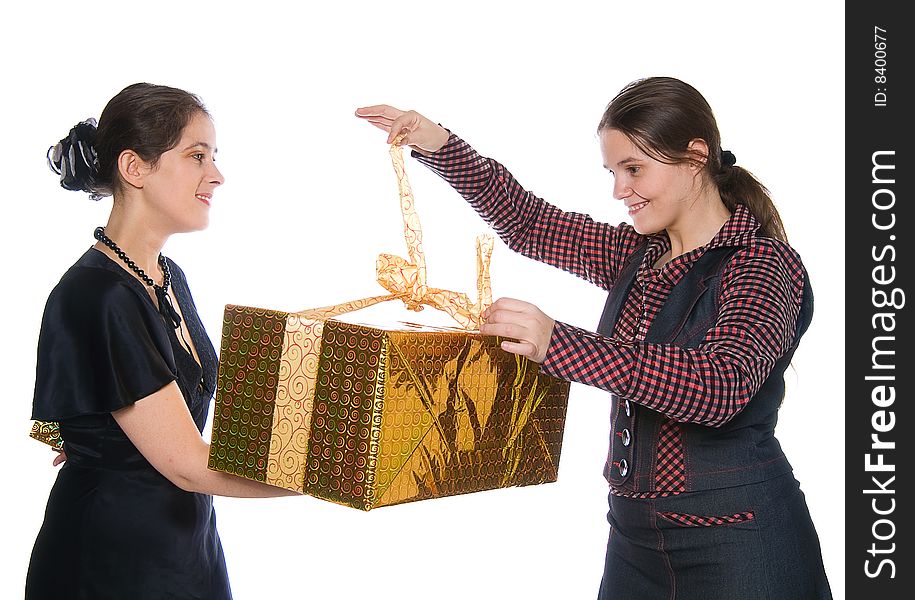 One Girl Make Present To Another