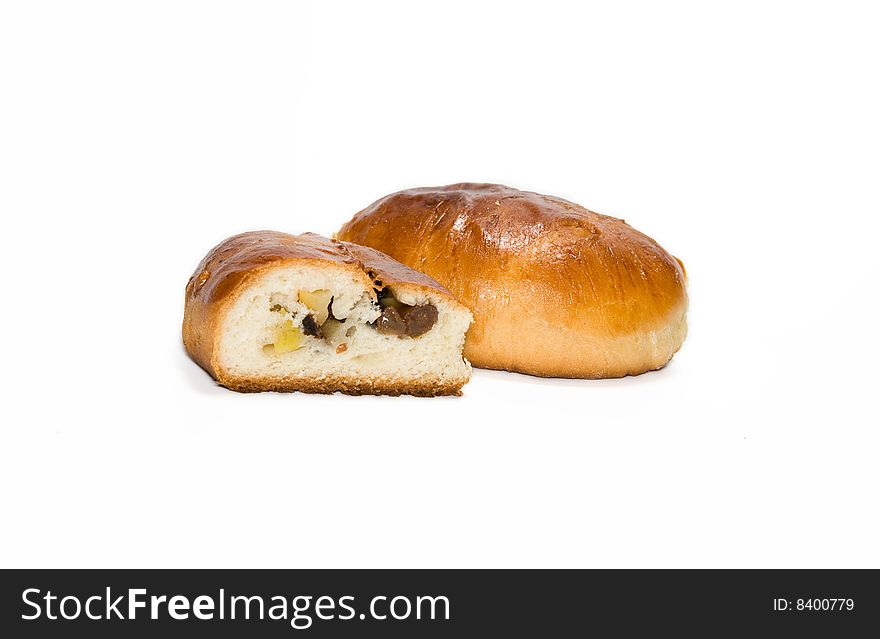 Half and whole patty isolated on a white background