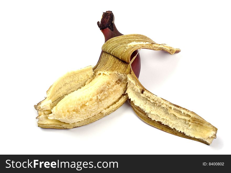 Peeled red banana.