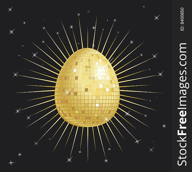 Golden Glitter Ball in the shape of an easter egg. Golden Glitter Ball in the shape of an easter egg