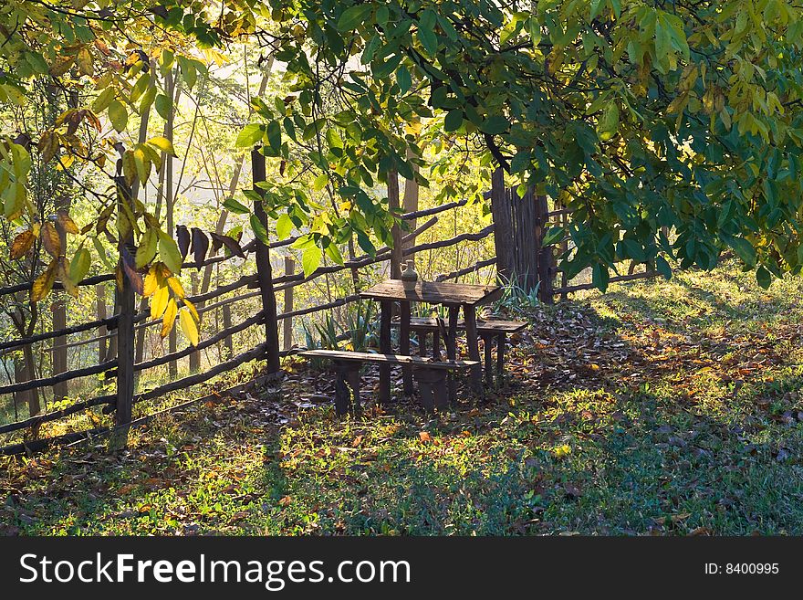 Resting Table In Backyard