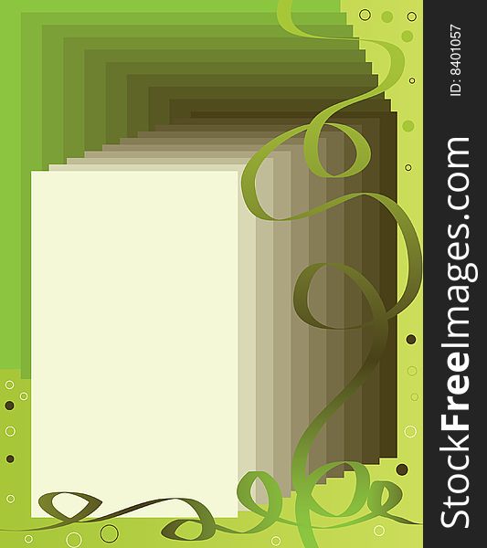Rectangles and ribbons are featured in a green background illustration with ample copy space. Rectangles and ribbons are featured in a green background illustration with ample copy space.