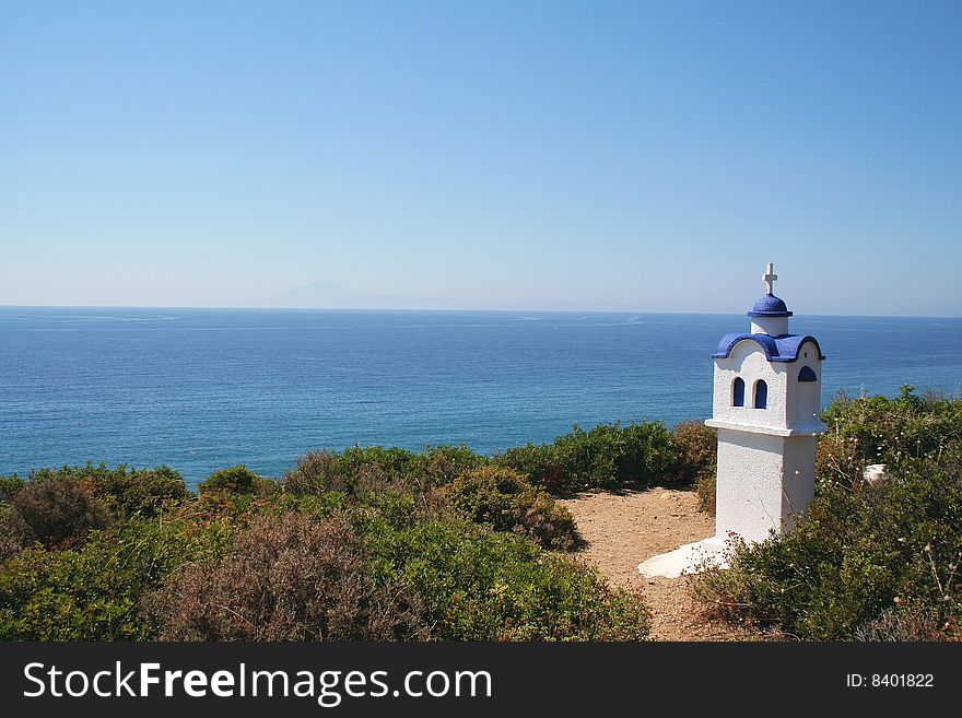 Typical greek chapel, near Limenaria, island Thassos, Greek. Typical greek chapel, near Limenaria, island Thassos, Greek